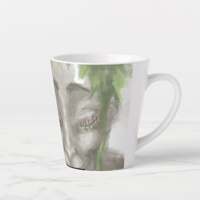 colourful coffee cup, abstract patterns leaf, trop latte mug (Right)