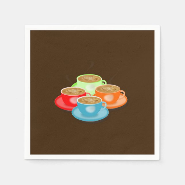 Colourful Coffee Cups Napkin (Front)
