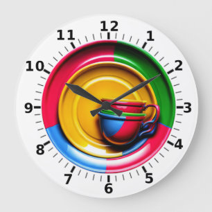 Colourful coffee large clock