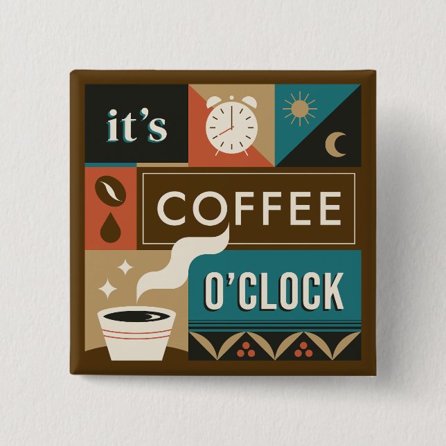 Colourful Coffee Quotes 2 Inch Square Button (Front)
