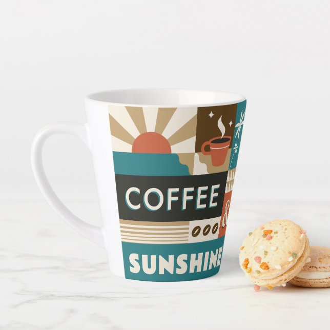 Colourful Coffee Quotes Latte Mug (In Situ)