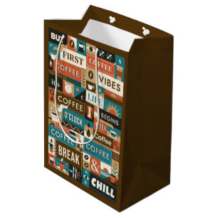 Colourful Coffee Quotes Medium Gift Bag