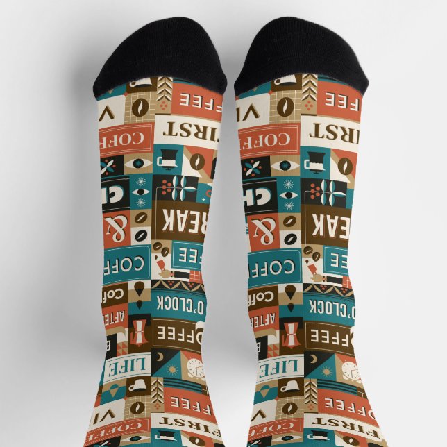 Colourful Coffee Quotes Socks (Top)