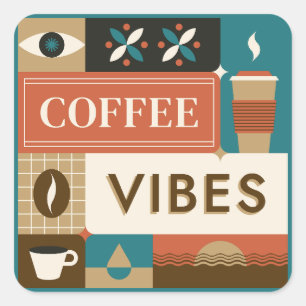 Colourful Coffee Quotes Square Sticker