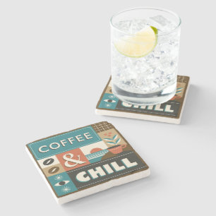 Colourful Coffee Quotes Stone Coaster