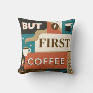 Colourful Coffee Quotes Throw Pillow