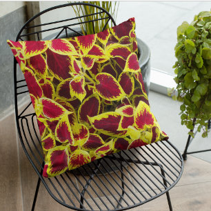 Colourful Coleus Leaves Floral Outdoor Pillow