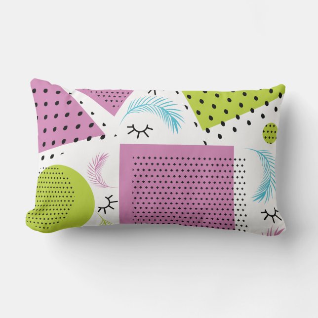 Colourful Collage Gemetrical Shapes Eyelashes Lumbar Pillow (Front)