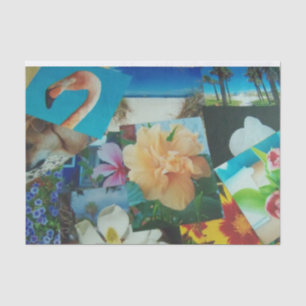 Colourful collage on tissue paper