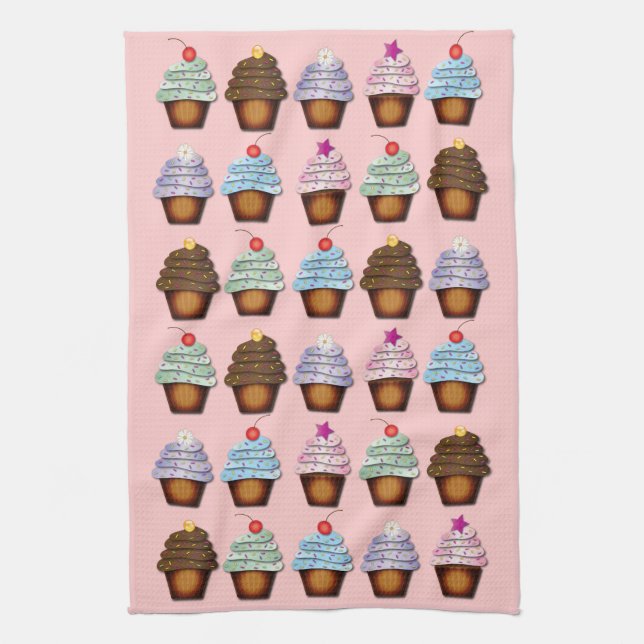Colourful Collection of Cupcakes Kitchen Towel (Vertical)