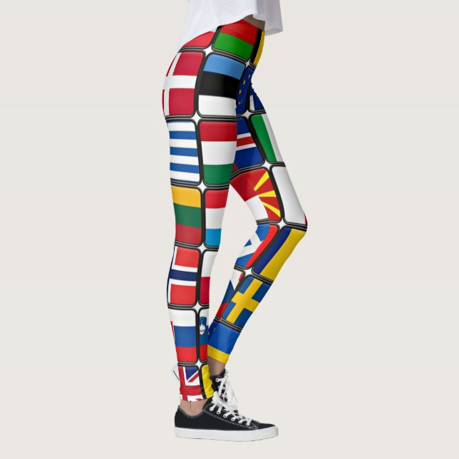 Colourful Collection of World Flags Leggings (Right)