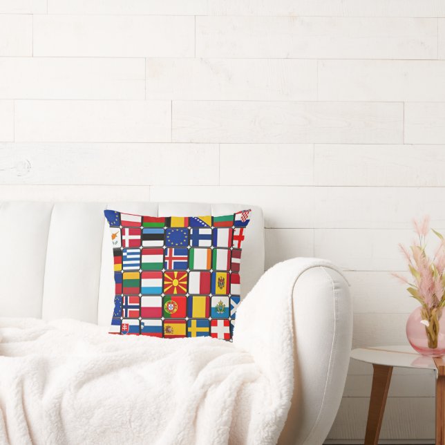 Colourful Collection of World Flags Throw Pillow (Couch)
