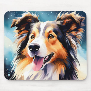 Colourful Collie Dog Watercolor Mouse Pad