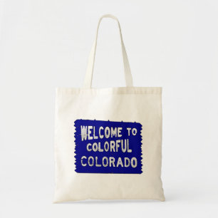 Colourful Colorado blue welcome sign Tote Bag
