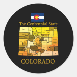 Colourful Colorado County Map Flag Nickname Classic Round Sticker