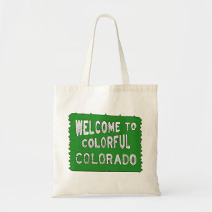 Colourful Colorado green welcome sign Tote Bag
