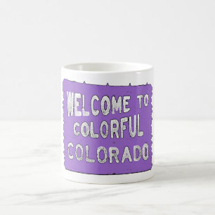 Colourful Colorado purple welcome sign Coffee Mug