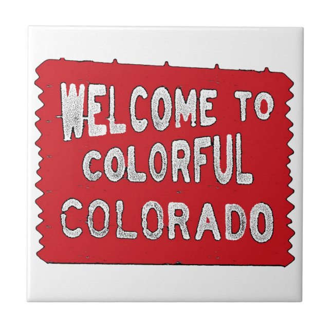 Colourful Colorado red welcome sign Tile (Front)