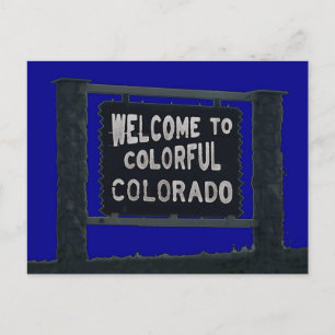Colourful Colorado rustic welcome sign postcard