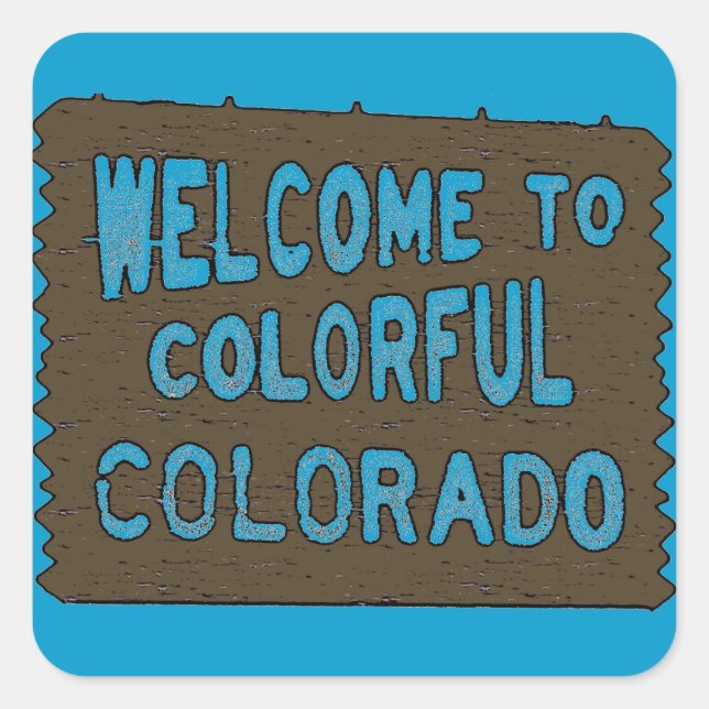 Colourful Colorado welcome sign blue stickers (Front)