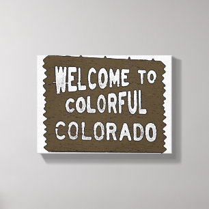 Colourful Colorado welcome sign decorative canvas