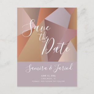 Colourful Colorblock Earthy Pink Save the Date   Postcard