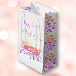 Colourful Colour Blop Girly Happy Birthday Small Gift Bag