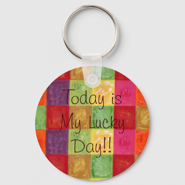 Colourful Colour Grid Pattern Keychain (Front)