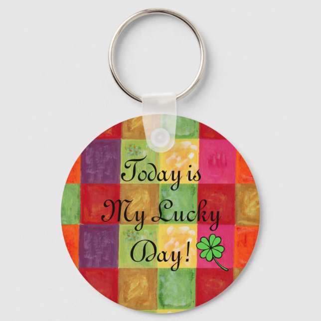 Colourful Colour Grid Pattern Keychain (Front)