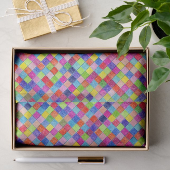 Colourful Coloured Graph Paper Diagonal Squares (Gift)