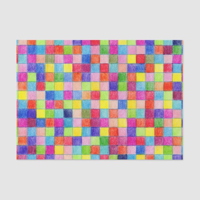 Colourful Coloured Graph Paper Squares Tissue Pape (Front)