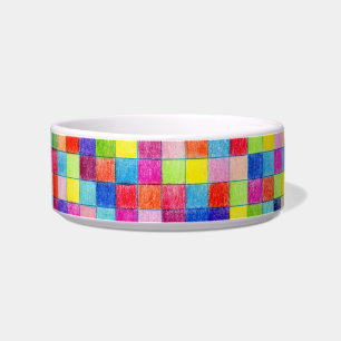 Colourful Coloured In Graph Paper Squares Pattern Bowl