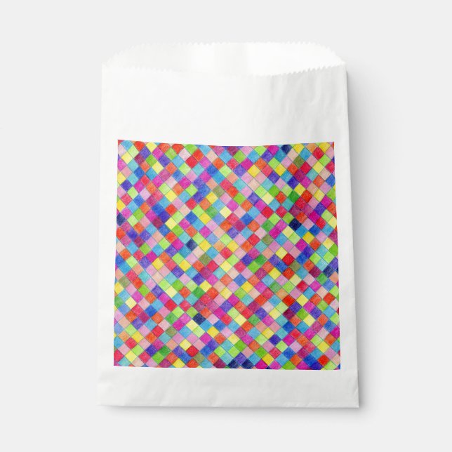 Colourful Coloured In Graph Paper Squares Pattern  Favour Bag (Front)