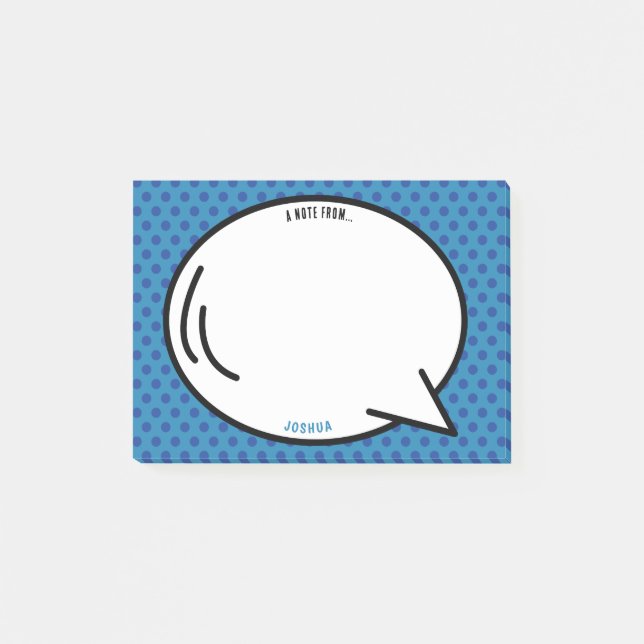 Colourful Comic Book Personalized Name Pop Art Blu Post-it Notes (Front)