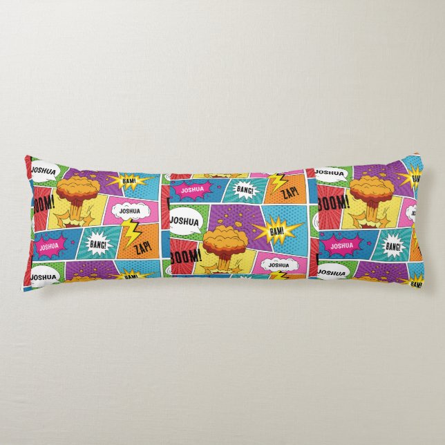 Colourful Comic Book Personalized Name Pop Art Body Pillow (Front)