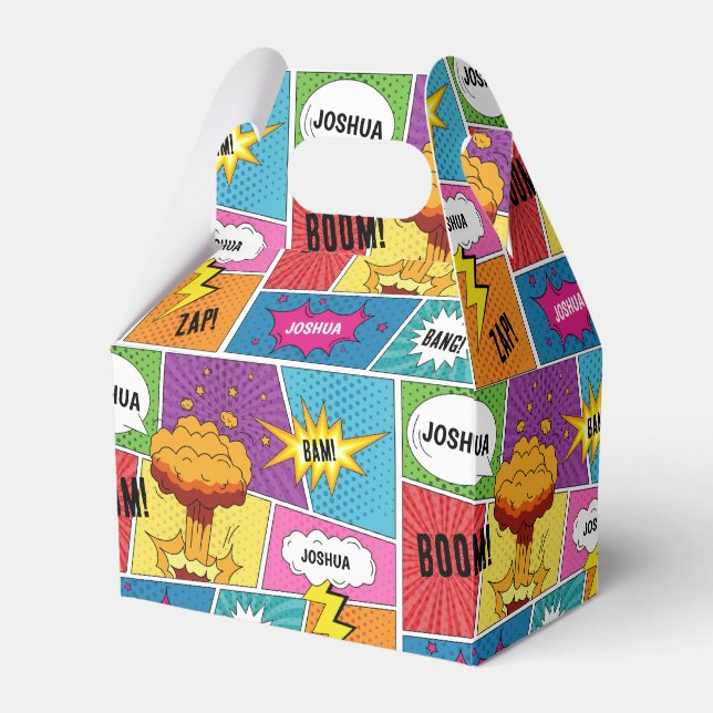 Colourful Comic Book Personalized Name Pop Art Favor Box (Front Side)
