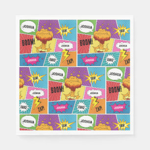 Colourful Comic Book Personalized Name Pop Art Napkin