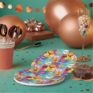 Colourful Comic Book Personalized Name Pop Art Paper Plate