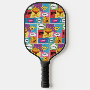 Colourful Comic Book Personalized Name Pop Art Pickleball Paddle