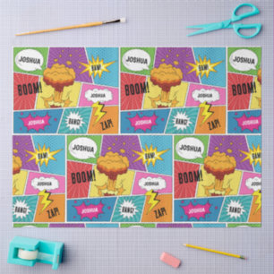 Colourful Comic Book Personalized Name Pop Art Tissue Paper