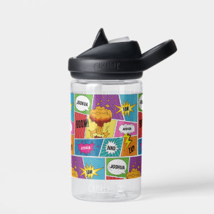 Colourful Comic Book Personalized Name Pop Art Water Bottle