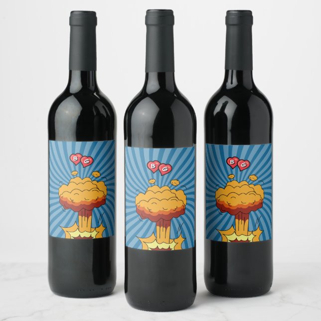 Colourful Comic Book Pop Art Wedding Favour Wine Label (Bottles)