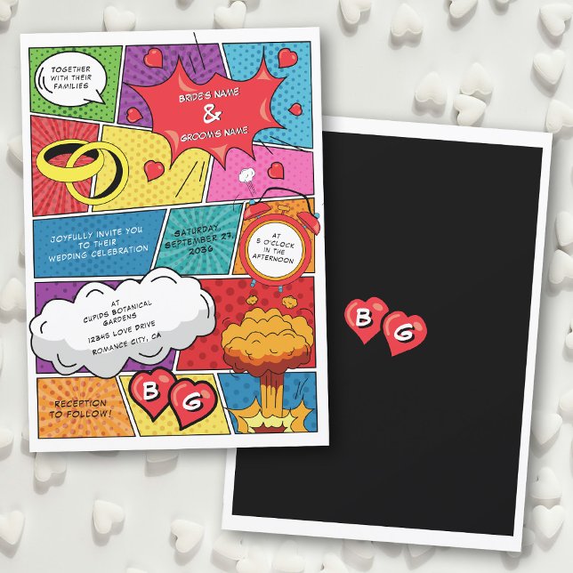 Colourful Comic Book Pop Art Wedding Invitation (Colorful Comic Book Pop Art Wedding Invitation)