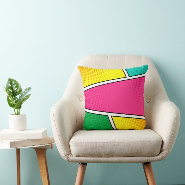 Colourful Comic Pattern  Throw Pillow (Chair)