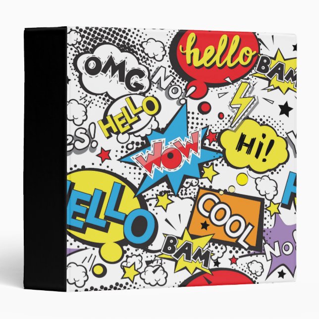 Colourful Comic Pop Art Speech Bubble Pattern Binder (Front/Spine)
