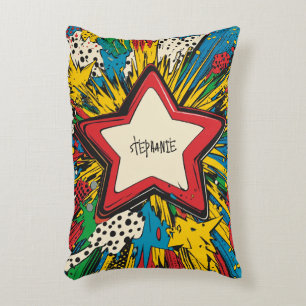 Colourful Comic Pop Art Starburst Explosion Accent Pillow
