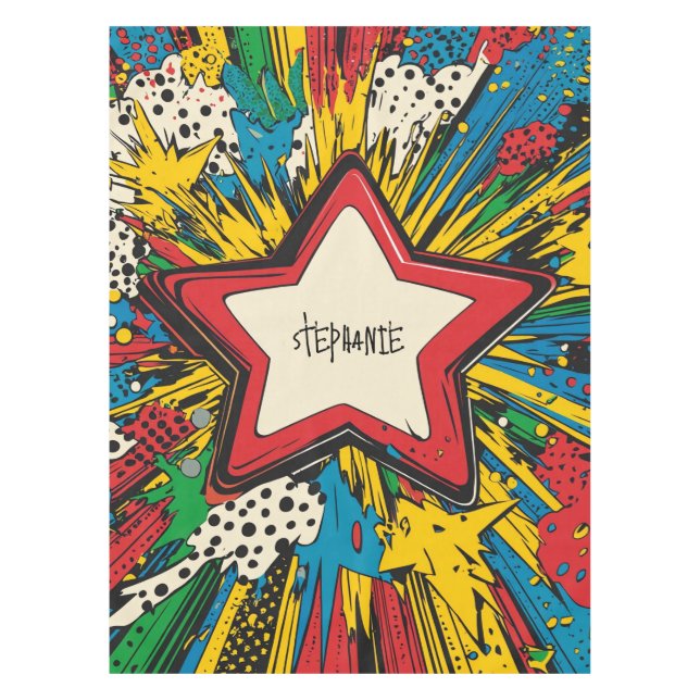 Colourful Comic Pop Art Starburst Explosion Tablecloth (Front)
