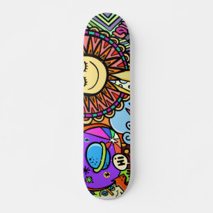 Colourful Comic Sketch Skateboard