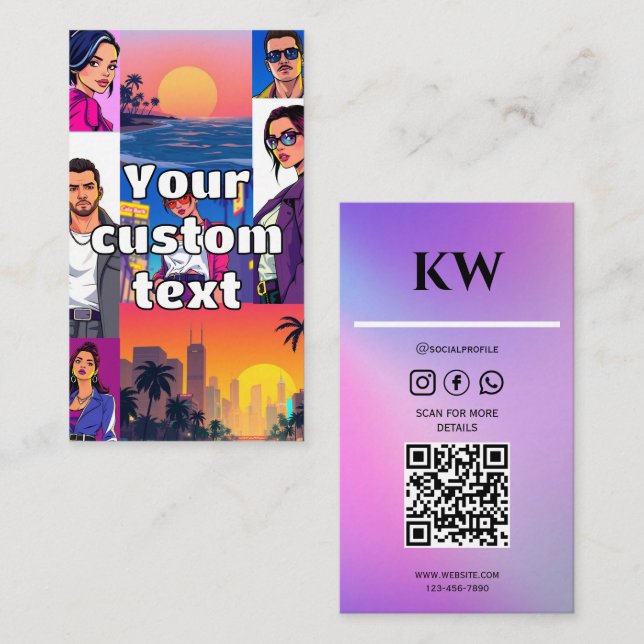 Colourful Comic Style | Customizable Photo & Text Business Card (Front/Back)