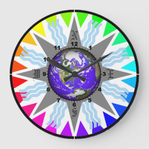 Colourful Compass Earth Wall Clock
